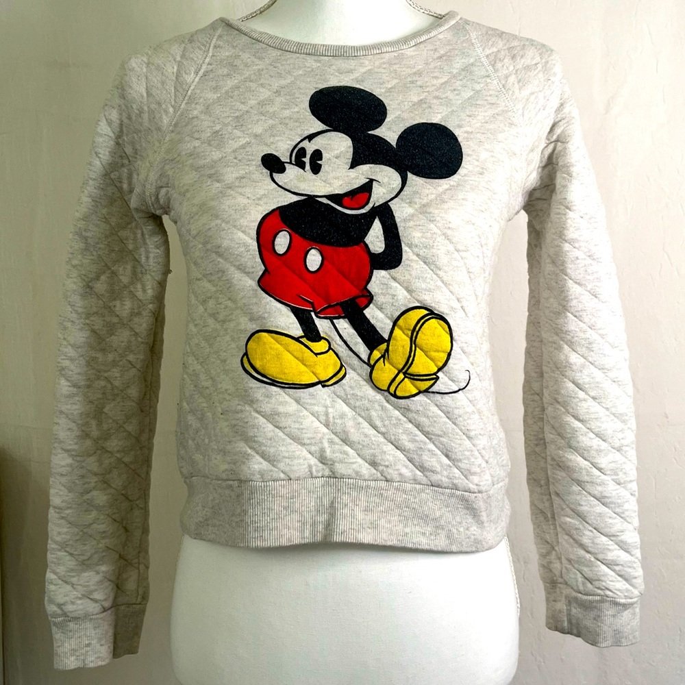 Vintage 1980's White Disney Mickey Mouse Sweatshirt Graphic Girls Kids 11/12 USA